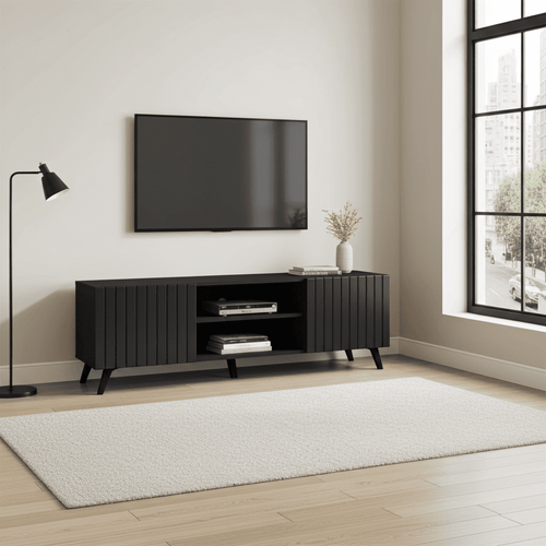 Atlantis Matte Black Large TV Cabinet - 3182