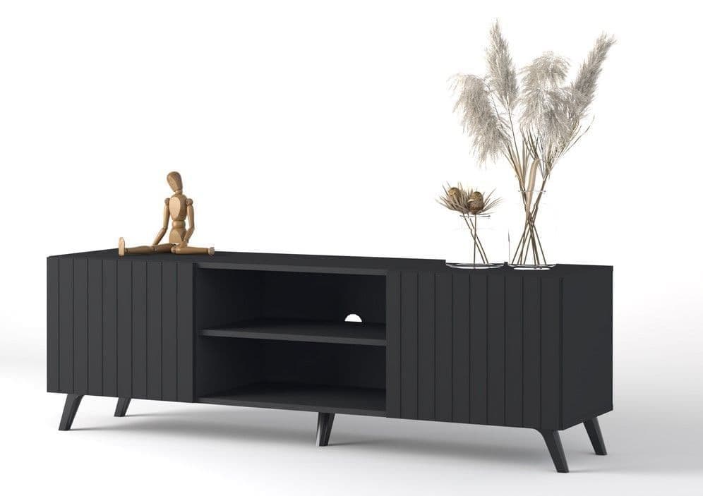 Atlantis Matte Black Large TV Cabinet - 3182