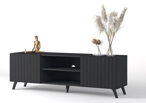 Atlantis Matte Black Large TV Cabinet - 3182