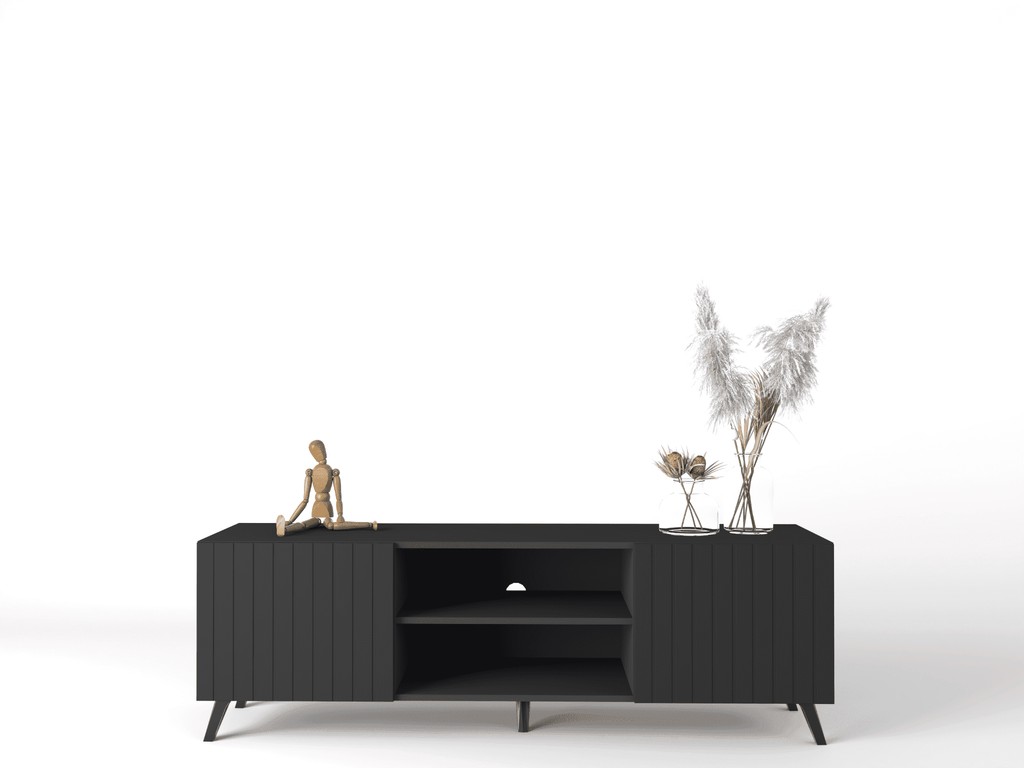 Atlantis Matte Black Large TV Cabinet - 3182