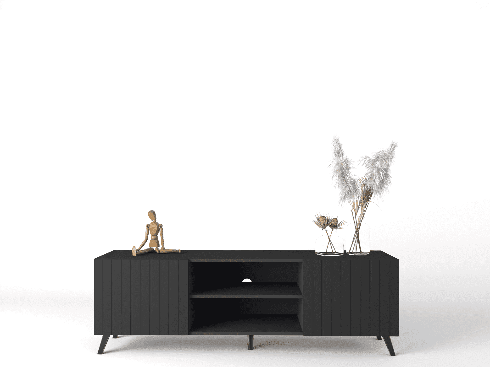 Atlantis Matte Black Large TV Cabinet - 3182