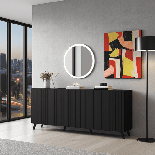 Atlantis Matte Black Wide 4 Door Sideboard - 3181
