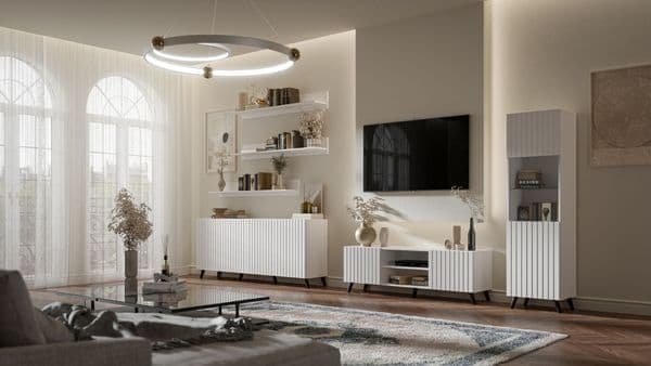 Atlantis Matte White Tall Display Cabinet - 3199