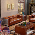 Aviator Three Seater Sofa, Real Leather And Aluminium-Sofas-Weilai Concept-Brown-Weilai Concept