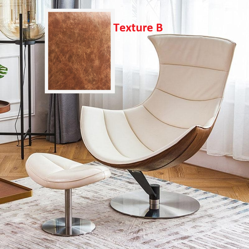 Lobster Lounge Swivel Chair With Ottoman, Walnut Texture-Texture B-Weilai Concept