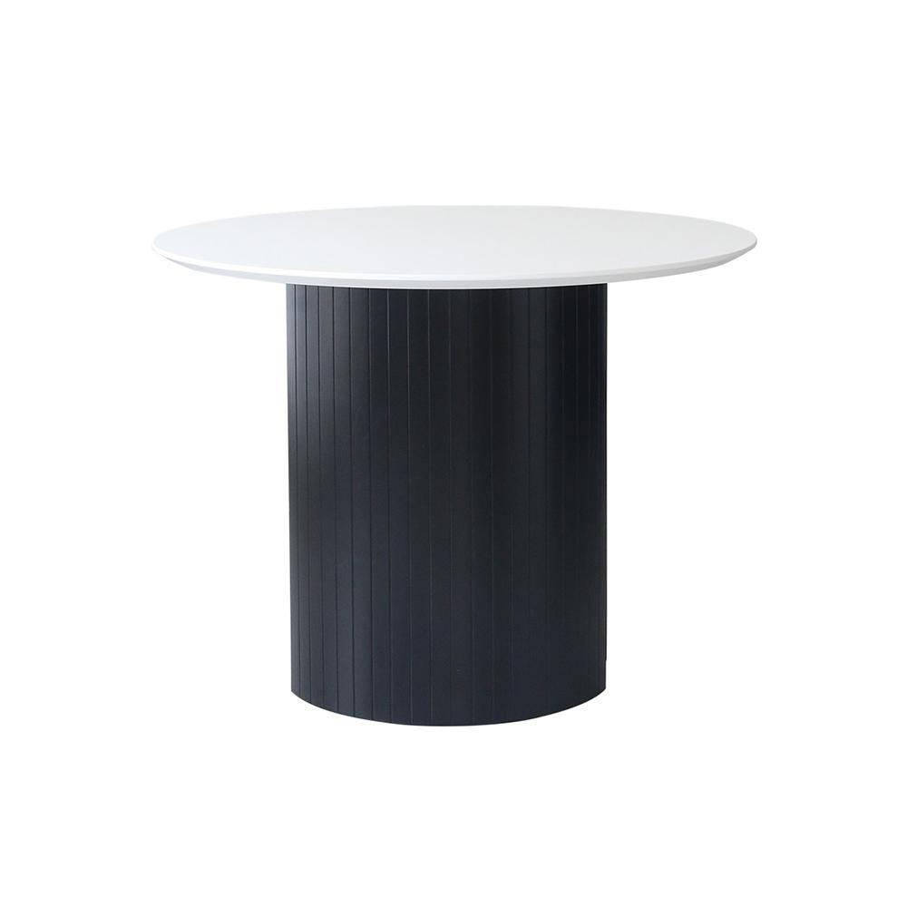 Barbican Round Dining Table, side view of round dining table and 4 chairs