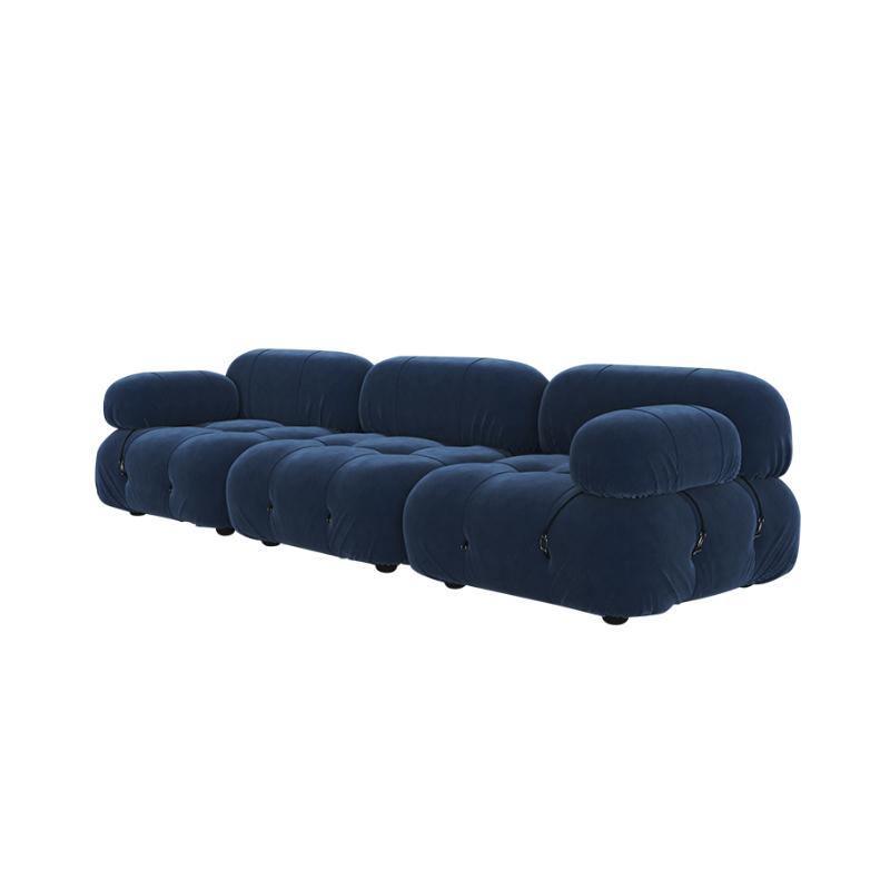 B&B Italia Camaleonda Style Sofa, Three Seater Sofa, Modular Sofa, Velvet with grey leather corner reclining sofa