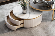 Bell Nesting Coffee Table Set, White & Gold with extension table dining room