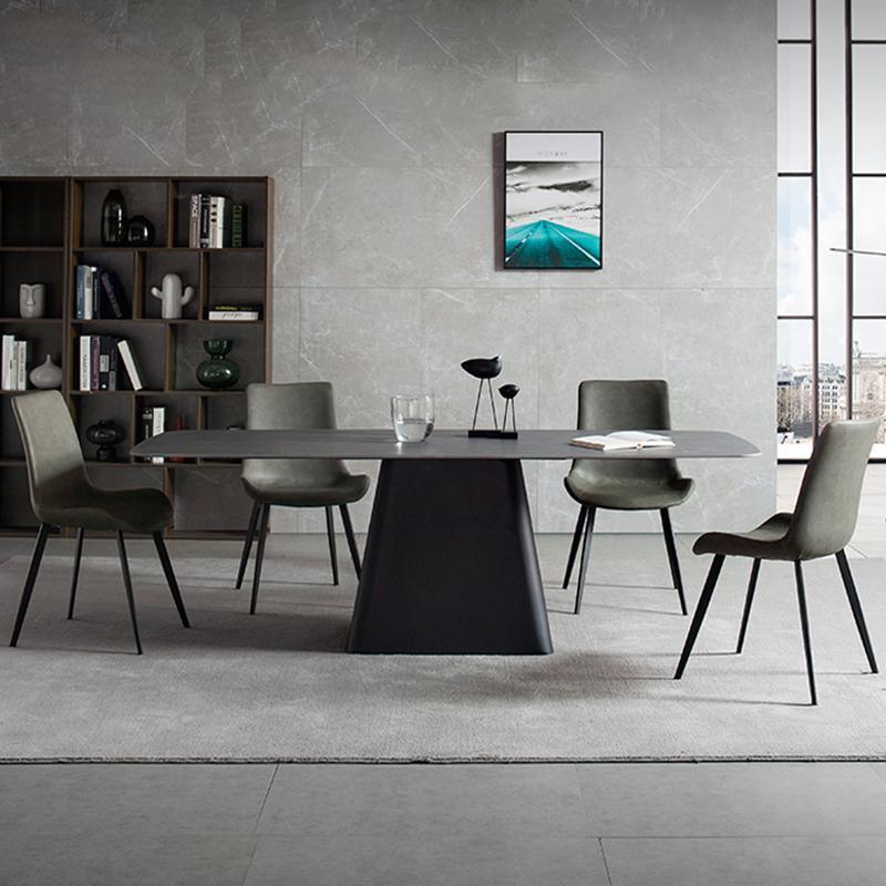 Detail view of Bontempi Dining Table, Sintered Stone with round dining tables