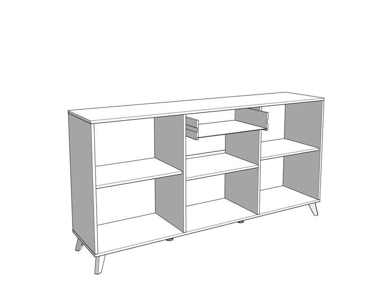 Bretanova Slatted Artisan Oak Effect And White Gloss Sideboard - 11012052