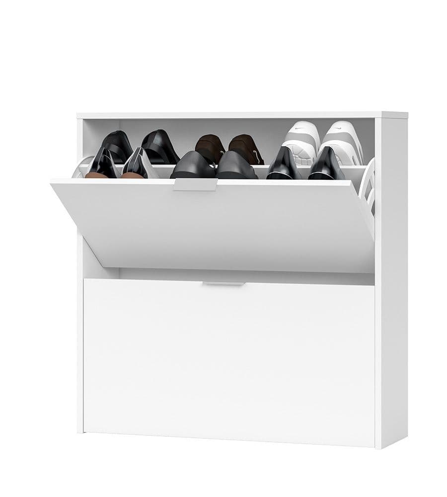 Brilo Matt White 2 Drawer Shoe Cabinet - 2893