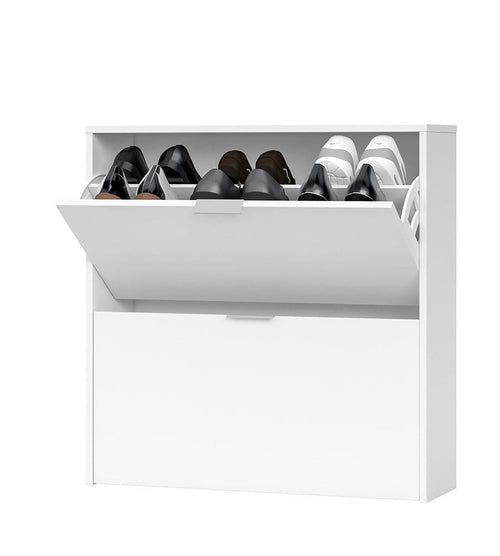 Brilo Matt White 2 Drawer Shoe Cabinet - 2893