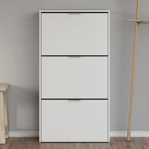 Brilo Matt White 3 Drawer Shoe Cabinet - 2894