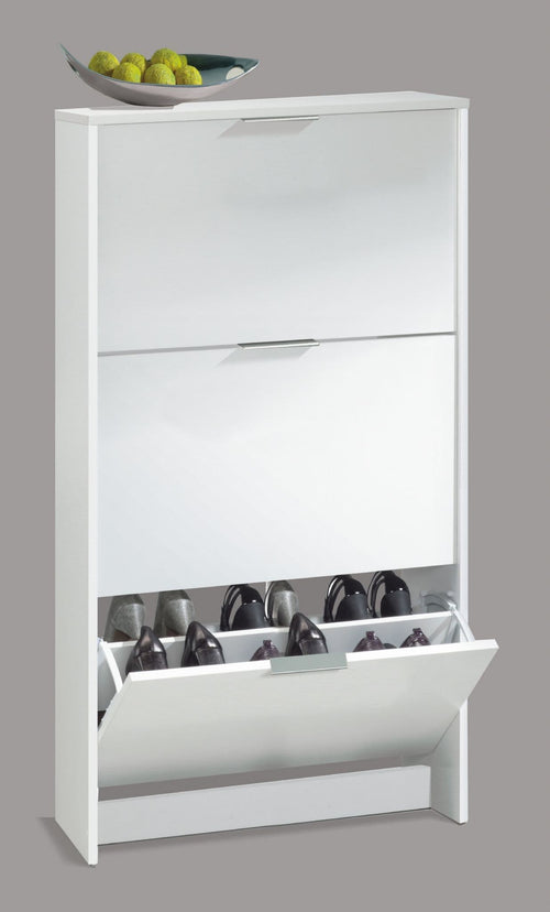 Brilo Matt White 3 Drawer Shoe Cabinet - 2894