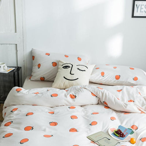 CA058 Linen Duvet Cover + Bed Sheet + 2 Pillowcases, King, More Patterns Available-Weilai Concept-Pattern 1-Weilai Concept
