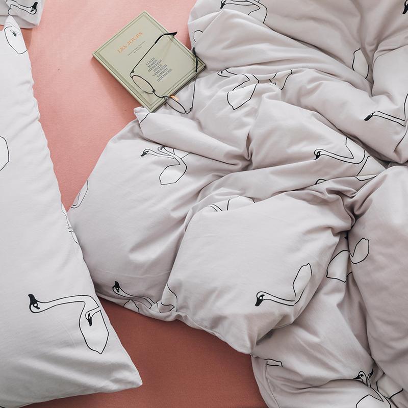 CA058 Linen Duvet Cover + Bed Sheet + 2 Pillowcases, King, More Patterns Available-Weilai Concept-Pattern 5-Weilai Concept