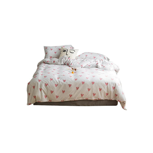 CA058 Linen Duvet Cover + Bed Sheet + 2 Pillowcases, King, More Patterns Available-Weilai Concept-Weilai Concept
