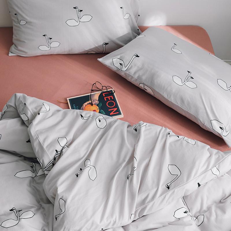 CA058 Linen Duvet Cover + Bed Sheet + 2 Pillowcases, King, More Patterns Available-Weilai Concept-Weilai Concept