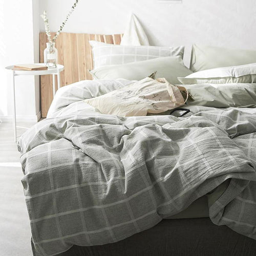 CA098 Linen Duvet Cover + Bed Sheet + 2 Pillowcases, King, More Patterns Available-Weilai Concept-Pattern 1-Weilai Concept