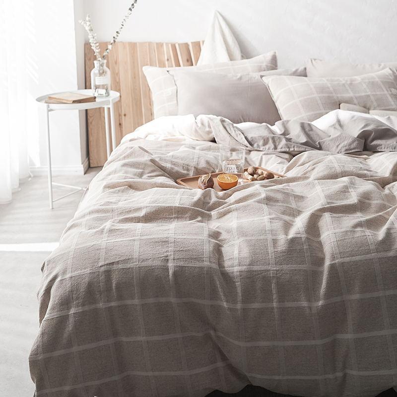 CA098 Linen Duvet Cover + Bed Sheet + 2 Pillowcases, King, More Patterns Available-Weilai Concept-Pattern 2-Weilai Concept