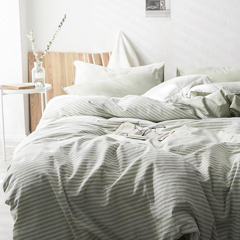 CA098 Linen Duvet Cover + Bed Sheet + 2 Pillowcases, King, More Patterns Available-Weilai Concept-Pattern 3-Weilai Concept
