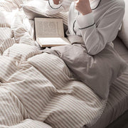 CA098 Linen Duvet Cover + Bed Sheet + 2 Pillowcases, King, More Patterns Available-Weilai Concept-Pattern 5-Weilai Concept