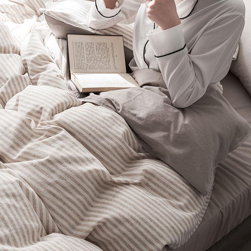 CA098 Linen Duvet Cover + Bed Sheet + 2 Pillowcases, King, More Patterns Available-Weilai Concept-Pattern 5-Weilai Concept