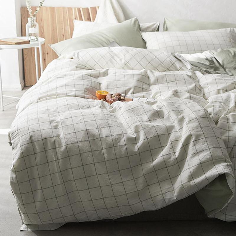 CA098 Linen Duvet Cover + Bed Sheet + 2 Pillowcases, King, More Patterns Available-Weilai Concept-Pattern 6-Weilai Concept