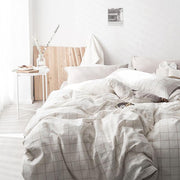 CA098 Linen Duvet Cover + Bed Sheet + 2 Pillowcases, King, More Patterns Available-Weilai Concept-Weilai Concept