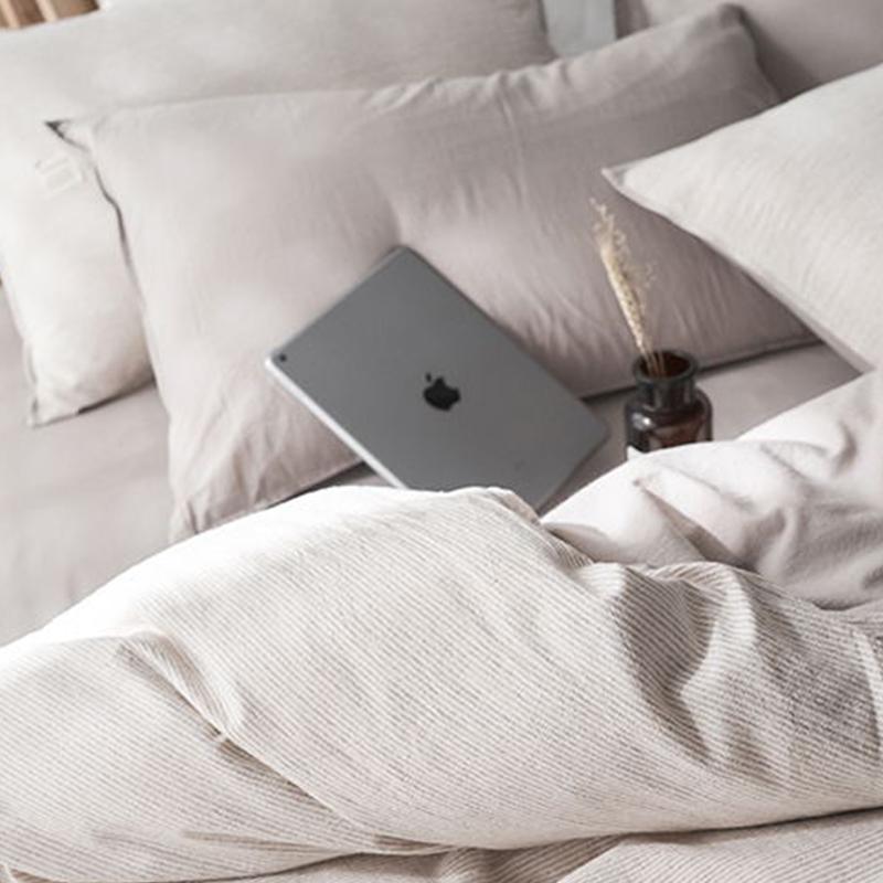CA098 Linen Duvet Cover + Bed Sheet + 2 Pillowcases, King, More Patterns Available-Weilai Concept-Weilai Concept