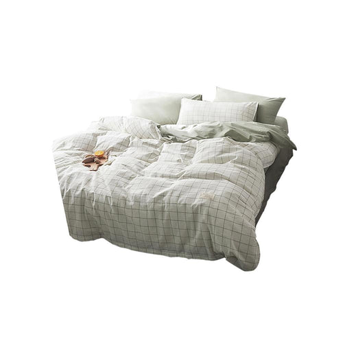 CA098 Linen Duvet Cover + Bed Sheet + 2 Pillowcases, King, More Patterns Available-Weilai Concept-Weilai Concept