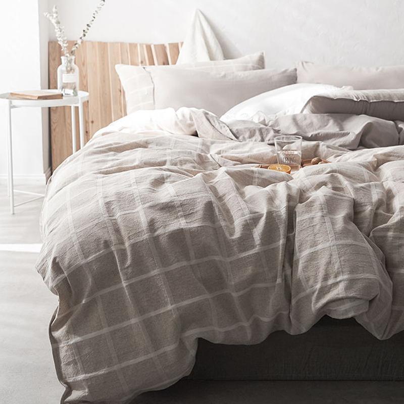 CA098 Linen Duvet Cover + Bed Sheet + 2 Pillowcases, King, More Patterns Available-Weilai Concept-Weilai Concept