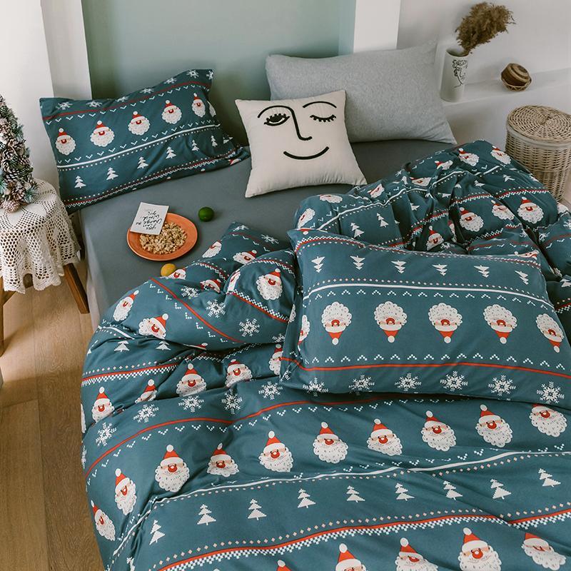 CA414 Cotton Duvet Cover + Bed Sheet + 2 Pillowcases, King, More Patterns Available-Weilai Concept-Pattern 1-Weilai Concept