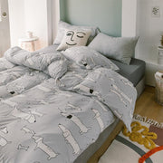 CA414 Cotton Duvet Cover + Bed Sheet + 2 Pillowcases, King, More Patterns Available-Weilai Concept-Pattern 2-Weilai Concept