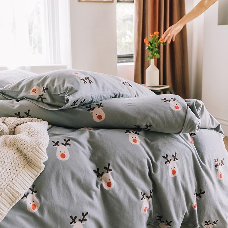 CA414 Cotton Duvet Cover + Bed Sheet + 2 Pillowcases, King, More Patterns Available-Weilai Concept-Pattern 3-Weilai Concept