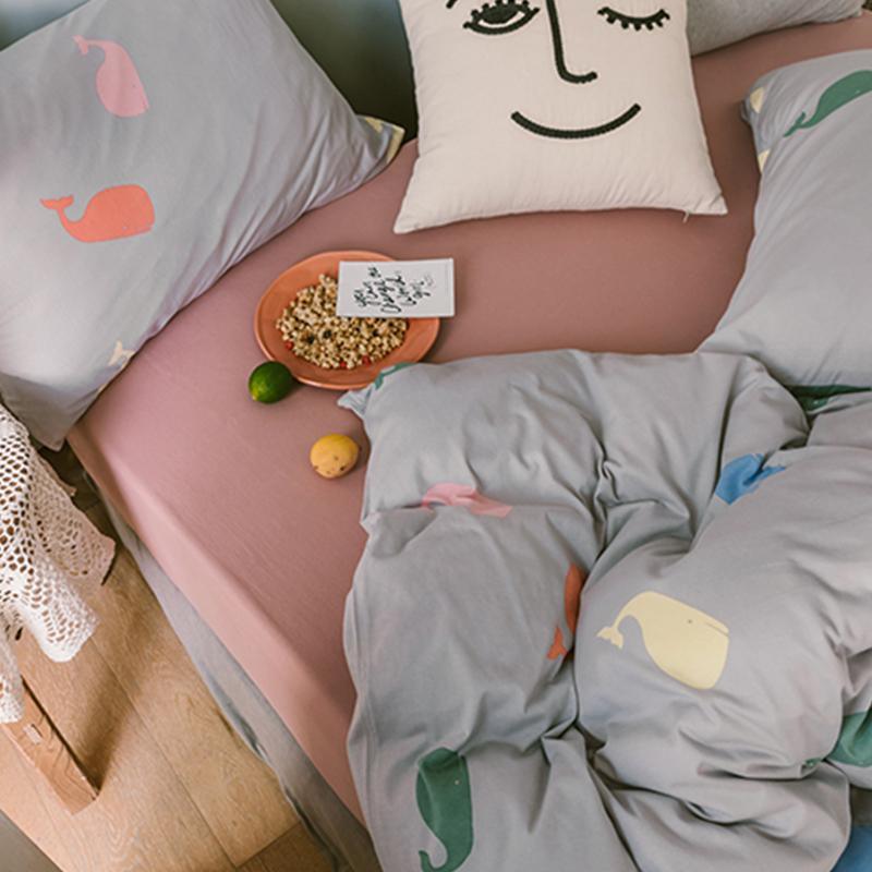 CA414 Cotton Duvet Cover + Bed Sheet + 2 Pillowcases, King, More Patterns Available-Weilai Concept-Pattern 6-Weilai Concept