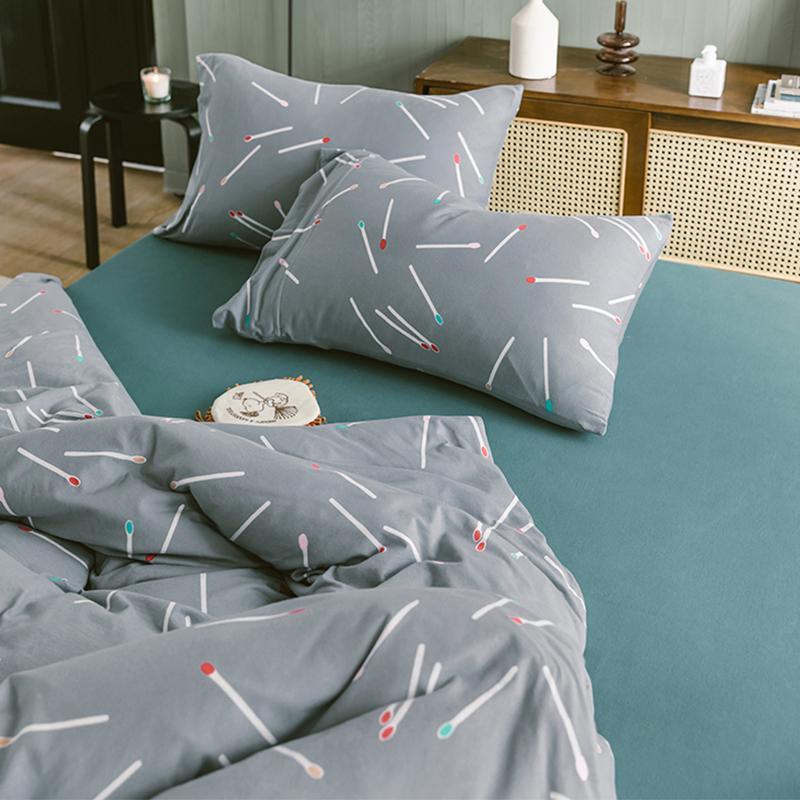 CA414 Cotton Duvet Cover + Bed Sheet + 2 Pillowcases, King, More Patterns Available-Weilai Concept-Pattern 7-Weilai Concept