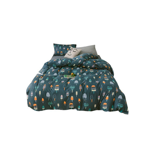 CA414 Cotton Duvet Cover + Bed Sheet + 2 Pillowcases, King, More Patterns Available-Weilai Concept-Weilai Concept