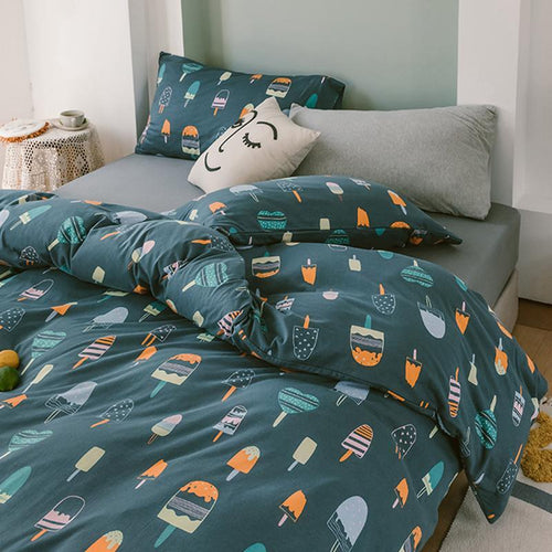 CA414 Cotton Duvet Cover + Bed Sheet + 2 Pillowcases, King, More Patterns Available-Weilai Concept-Weilai Concept