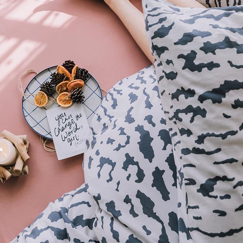 CA514 Cotton Duvet Cover + Bed Sheet + 2 Pillowcases, King, More Patterns Available-Weilai Concept-Pattern 2-Weilai Concept