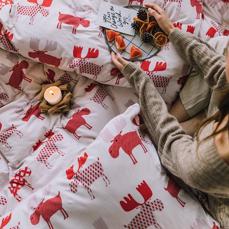 CA514 Cotton Duvet Cover + Bed Sheet + 2 Pillowcases, King, More Patterns Available-Weilai Concept-Pattern 4-Weilai Concept