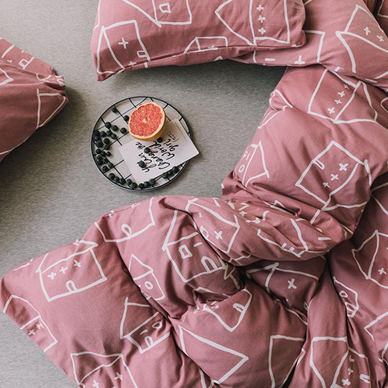 CA514 Cotton Duvet Cover + Bed Sheet + 2 Pillowcases, King, More Patterns Available-Weilai Concept-Pattern 7-Weilai Concept