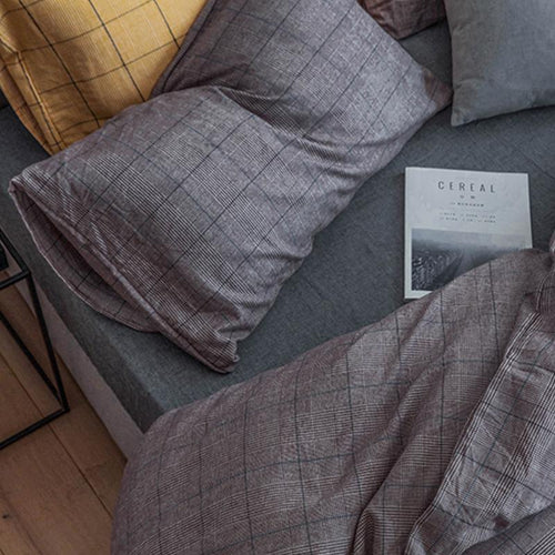 CA714 Linen Duvet Cover + Bed Sheet + 2 Pillowcases, King, More Patterns Available-Weilai Concept-Pattern 1-Weilai Concept