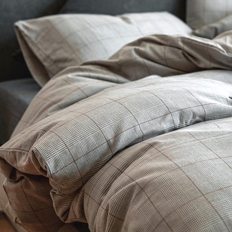 CA714 Linen Duvet Cover + Bed Sheet + 2 Pillowcases, King, More Patterns Available-Weilai Concept-Pattern 4-Weilai Concept