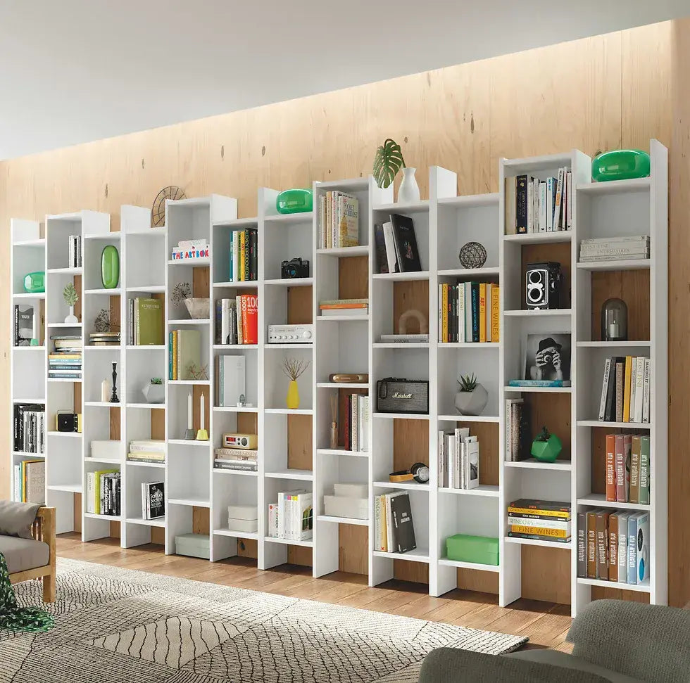 Cadiz White Gloss Triple Bookcase - 2601