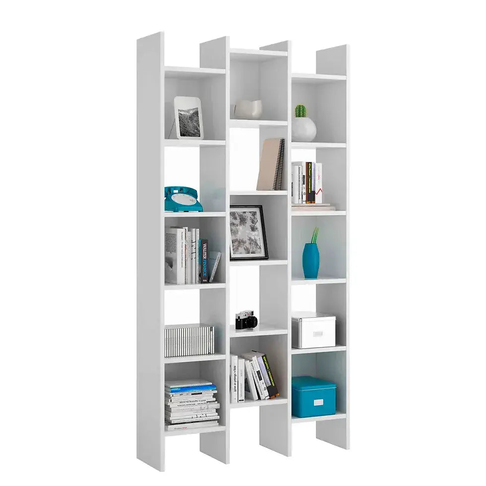 Cadiz White Gloss Triple Bookcase - 2601
