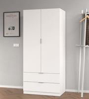 Cairo Artic White Compact 2 Door 2 Drawer Space-Saving Wardrobe LCX222O - 3201