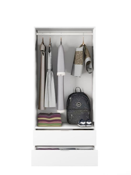 Cairo Artic White Compact 2 Door 2 Drawer Space-Saving Wardrobe LCX222O - 3201