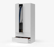 Cairo Artic White Compact 2 Door 2 Drawer Space-Saving Wardrobe LCX222O - 3201