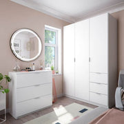 Cairo Artic White Compact 3 Door 3 Drawer Space-Saving 135cm Wardrobe LCX353O - 3204